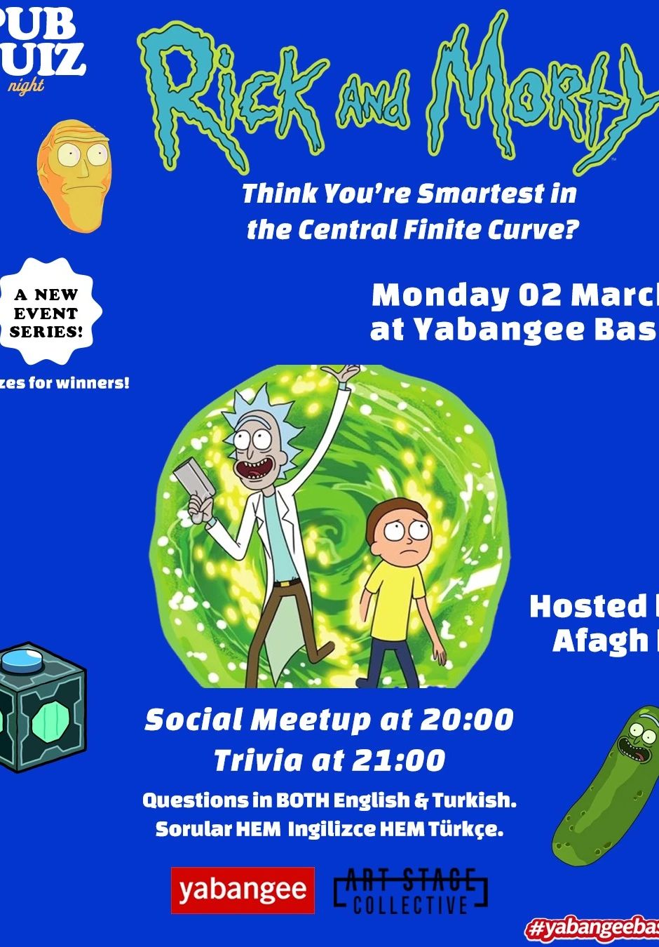 Pub Quiz Night on Rick and Morty (TV Show): Questions in BOTH English & Turkish